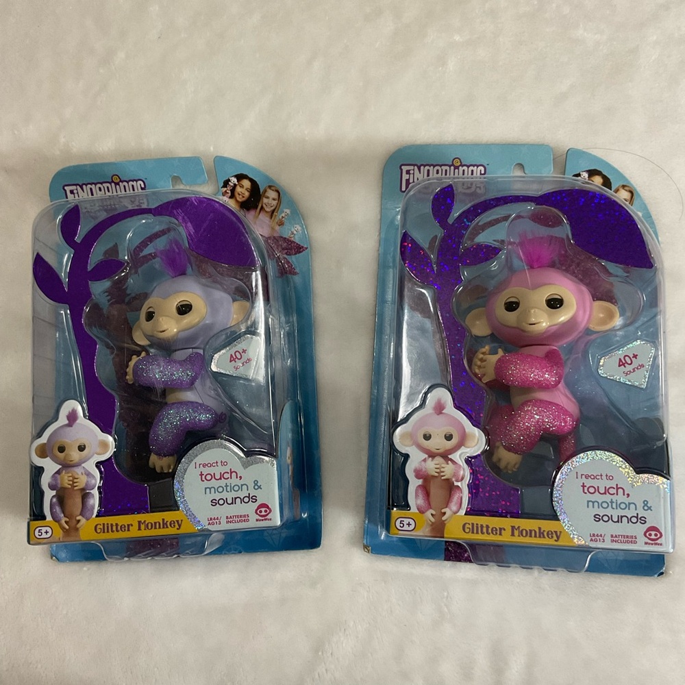 Fingerlings Glitter Monkey Toys Purple & Rose